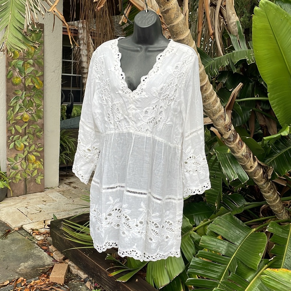 Lace eyelet cut Work Bohemian dress